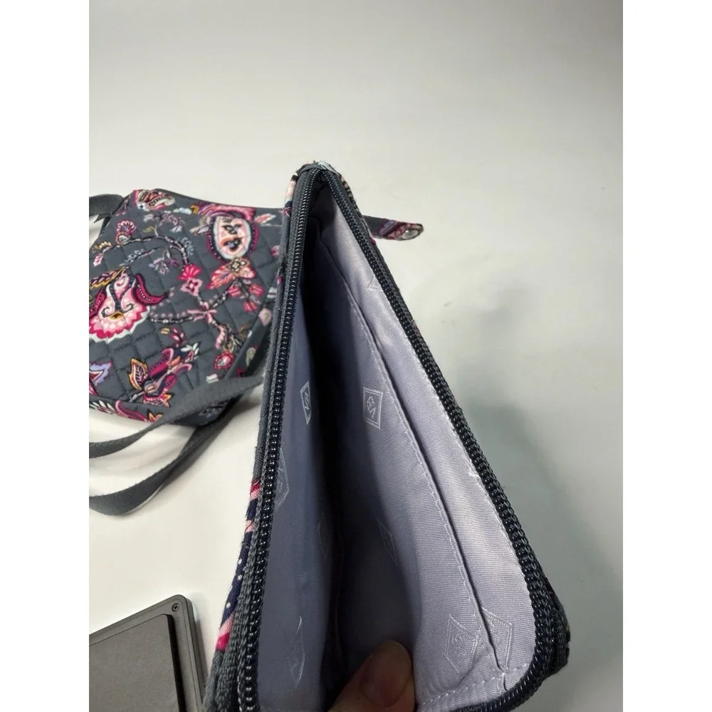 Vera Bradley Quilted Paisley Crossbody Shoulder Bag Gray Pink Floral & Wallet